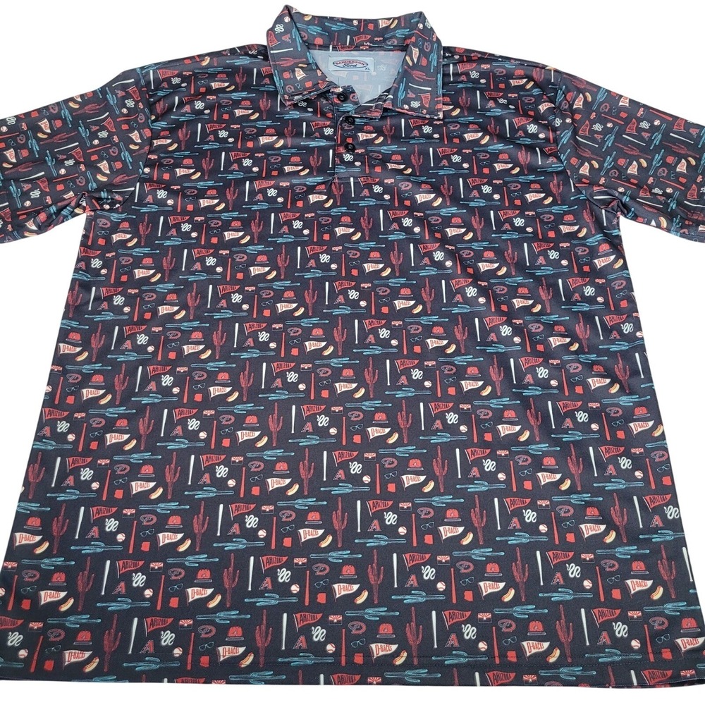 Sanderson Ford Arizona Diamondbacks Mens XL Polo Shirt Black Multi Baseball - Picture 3 of 6